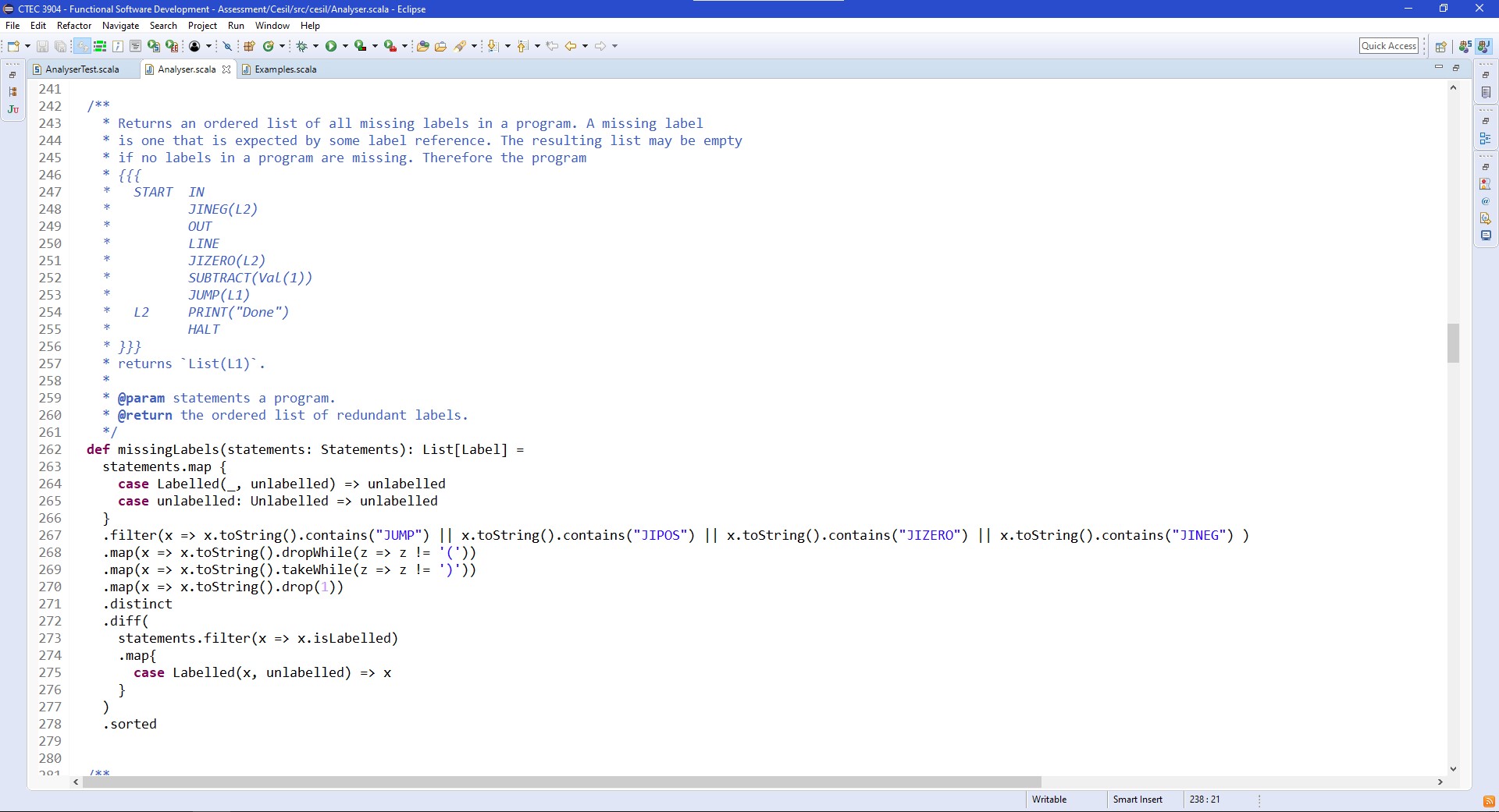 CESIL Programming Instruction Set Scala code screenshot